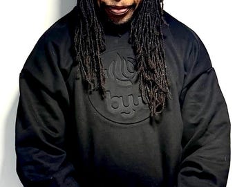 Black Embossed Logo Hoodie | Unisex Streetwear