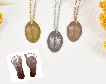 Actual Baby Foot print Necklace, Custom Necklace Women, Personalized Foot print, Custom Foot print, Gifts for Her, Valentine's Day gifts