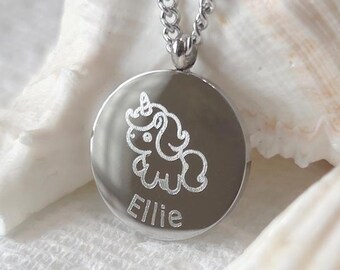 Personalized Unicorn Necklace Little Girls Unicorn Necklace Birthday Gift Unicorn Name Necklace Christmas Gift Back to school gift