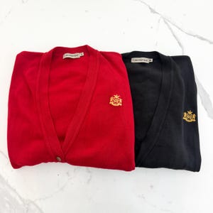 Vintage 90s Calvin Klein Sport Cardigan with Gold Crest Emroidered Logo; Red or Black