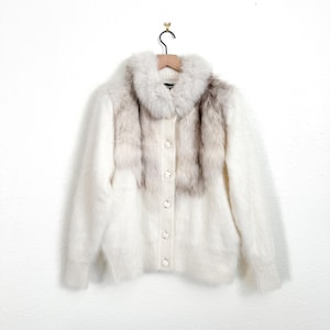 Rabbit fur sweater jacket hotsell
