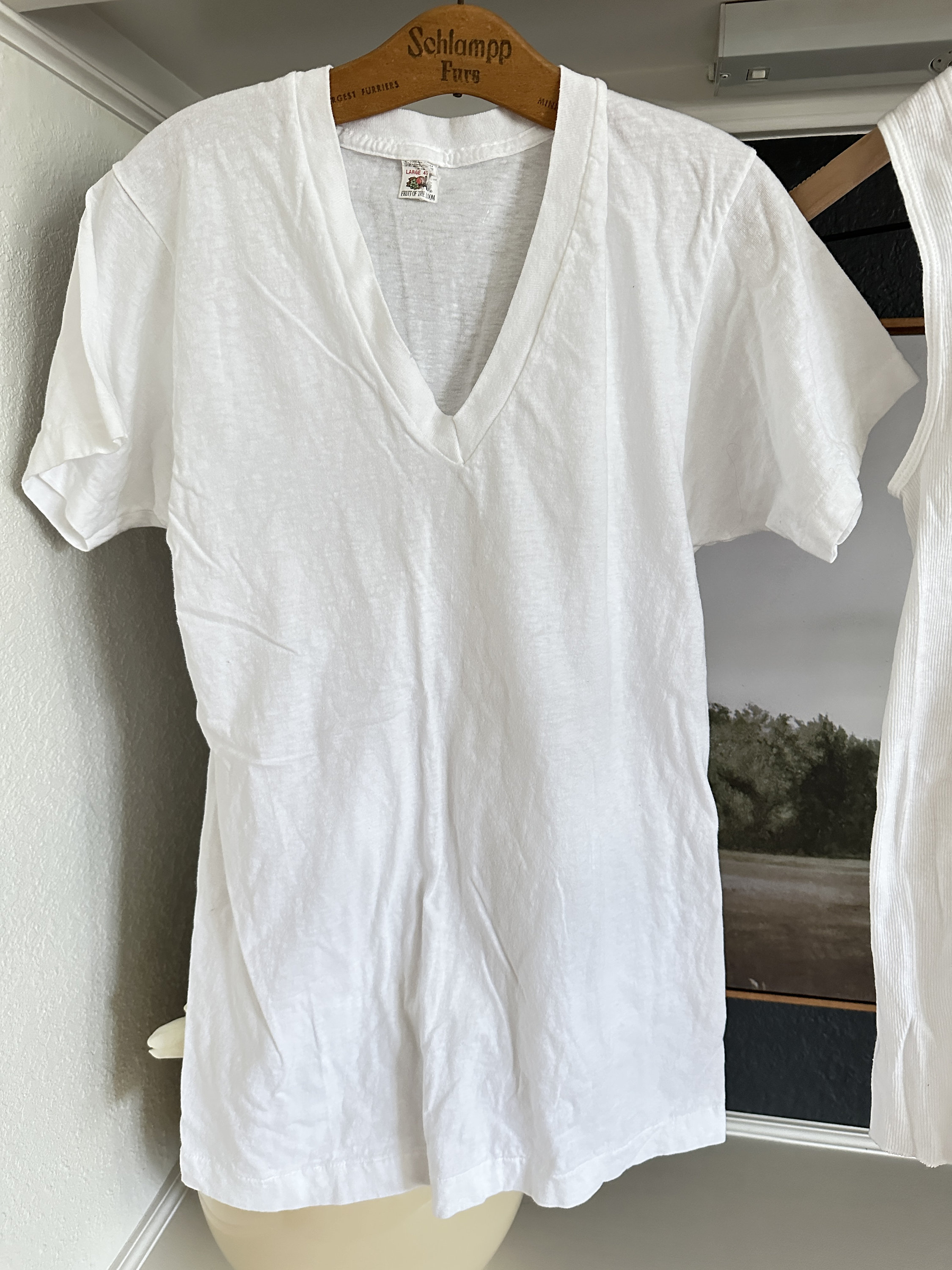 Vintage 80s Wife Beater Tank Top and Vneck Hanes Undershirts Bulk