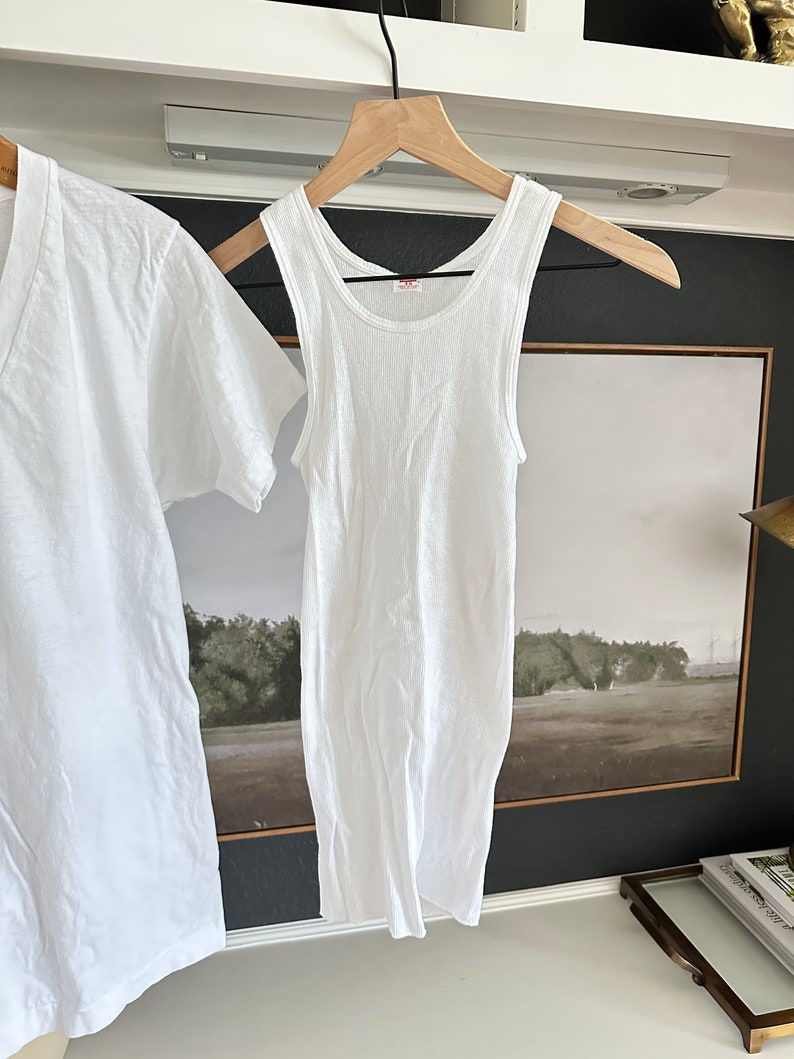 Vintage 80s Wife Beater Tank Top and Vneck Hanes Undershirts Bulk