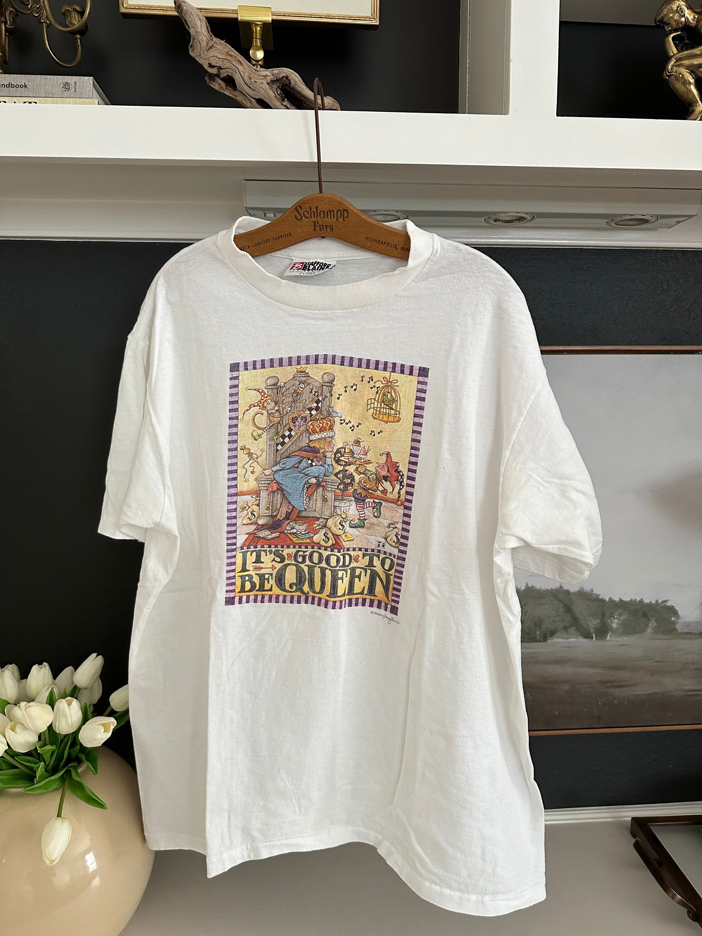 90s It's Good to be Queen Graphic Single Stitch T Shirt, Female Power Cartoon Shirt