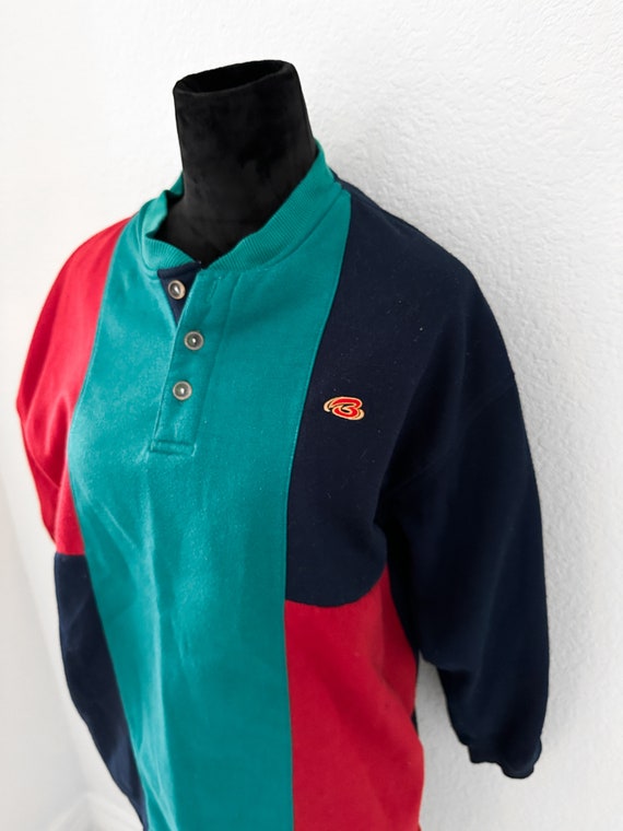 Vintage 90s Men's Bugle Boy Sweatshirt, Color Bloc
