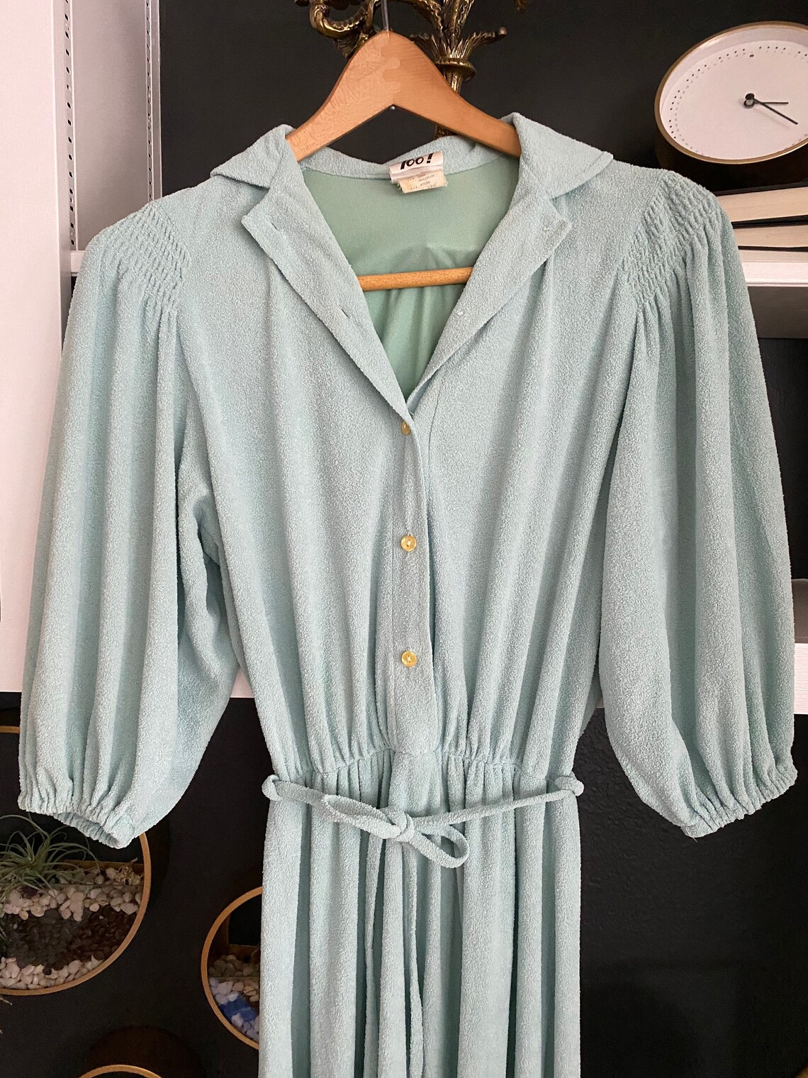 70s Retro House Dress Terry Cloth House Dress Mint Green Etsy