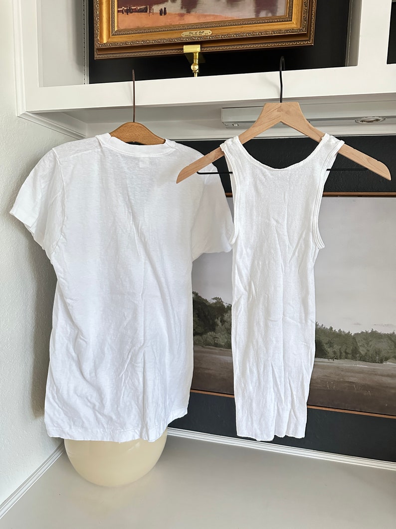 Vintage 80s Wife Beater Tank Top and Vneck Hanes Undershirts Bulk