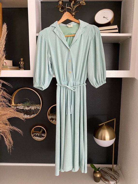 70s Retro House Dress Terry Cloth House Dress Mint Green Etsy