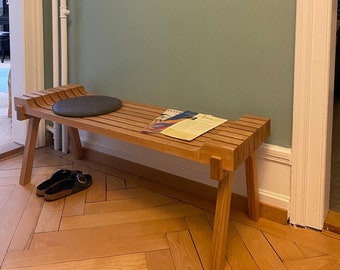 Houten bankje voor woonkamer slaapkamer, houten bankje, handgemaakt voor veranda en tuin, Scandinavisch design, retro look, vintage