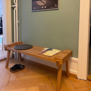 Wooden bench for living room bedroom, wooden bench, handmade for porch and garden, Scandinavian design, retro look, vintage