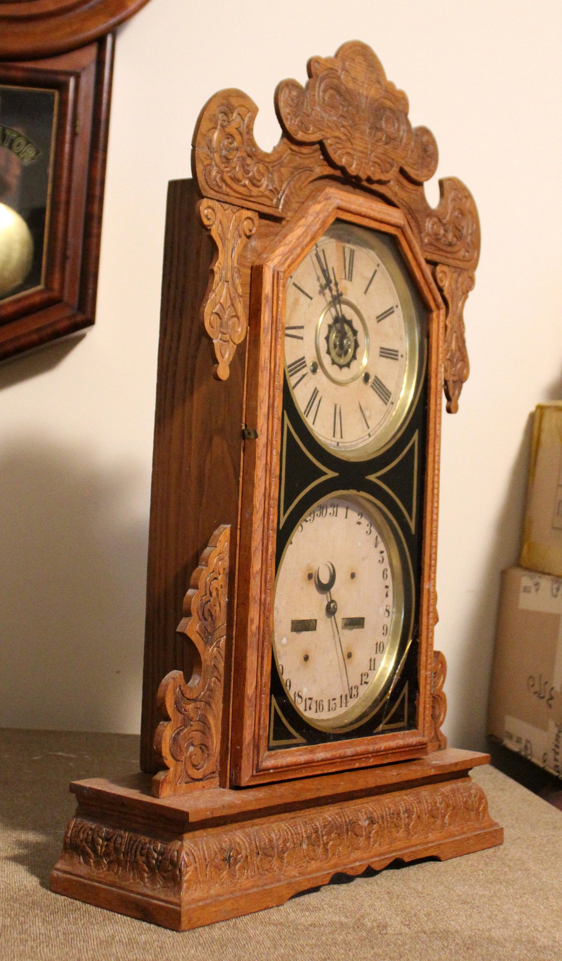 Antique Waterbury oswego Model Double Dial Calendar Clock. Etsy