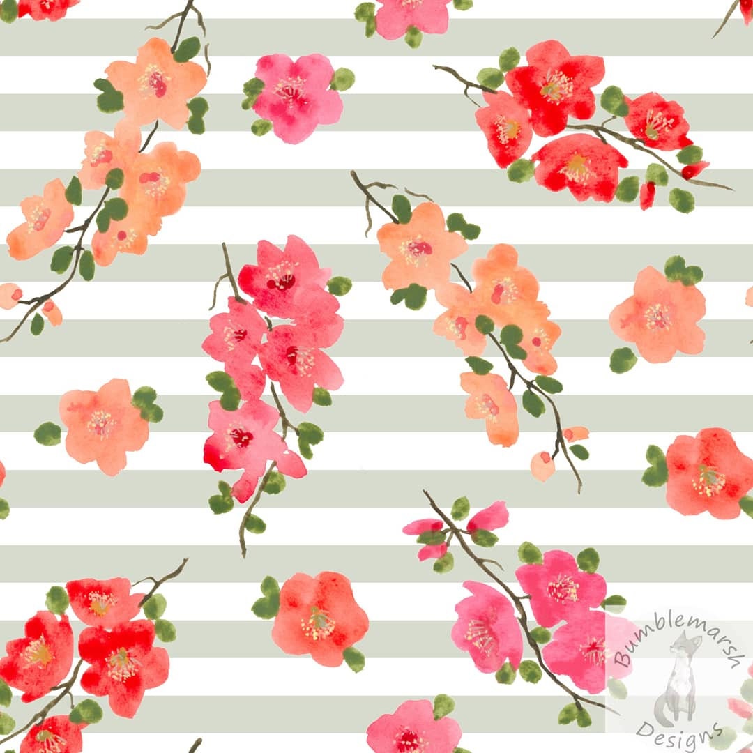 Floral stripe seamless fabric pattern design print your own Etsy