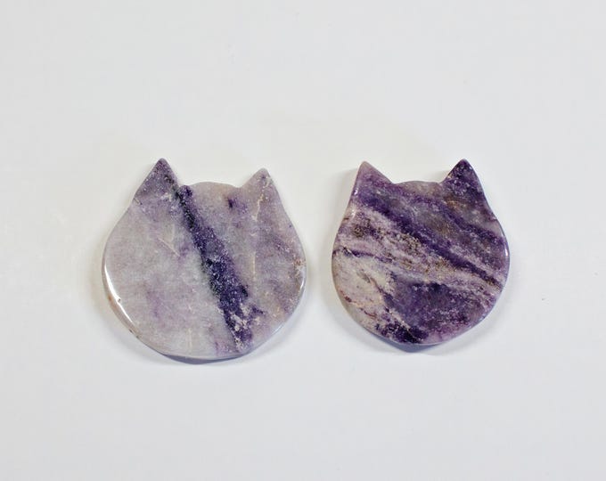 Featured listing image: Lepidolite Cat Face Crystal | Calming Meditation Stone | Stress Relief Crystal |