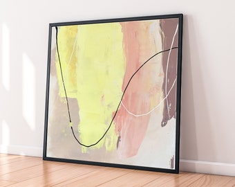 Abstract Minimalist Acrylic Painting on Canvas, Pastel Colored Image | Unique piece