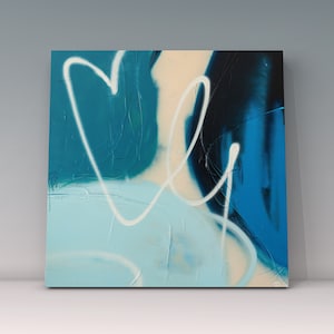 Abstraktes Gemälde auf Leinwand, Acryl und Graffiti