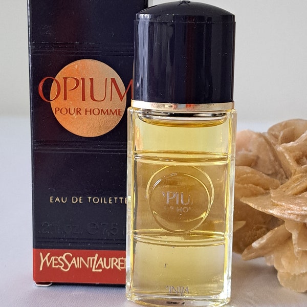 Opium Yves Saint Laurent Pour Homme parfum vintage 1977, miniature Edt 7,5 ml avec boîte