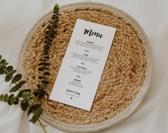 Modern Wedding Menu Template, Modern Script Wedding Dinner Menu, Printable, Digital Download, Reception Dinner Menu Editable, DIY, Greenery