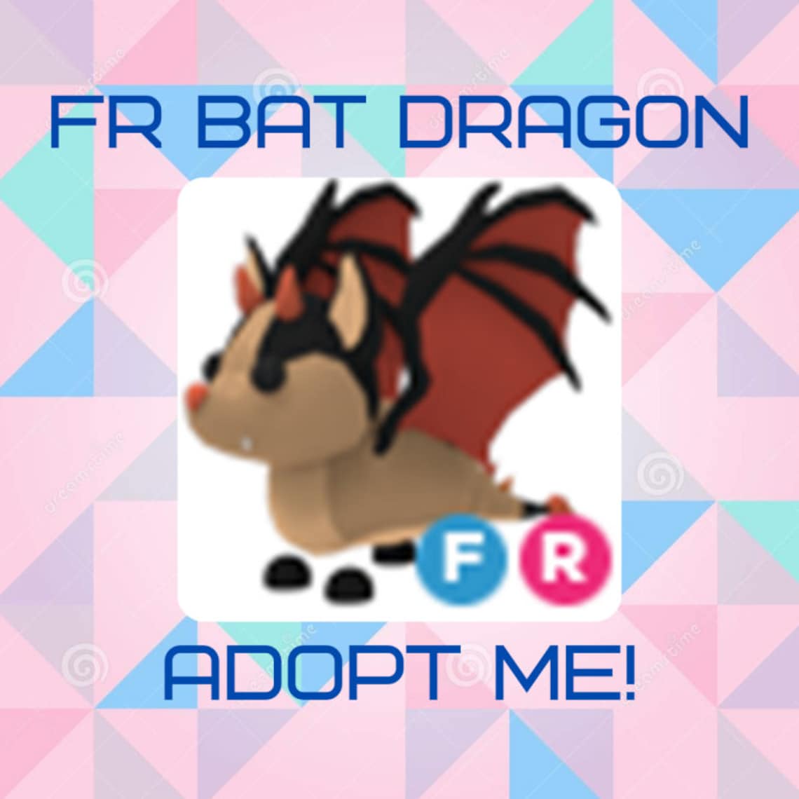 FR Bat dragon Adopt Me Roblox Fly Ride Pet | Etsy
