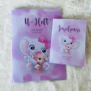 Vaccination card cover - U booklet cover - examination booklet - vaccination card cover - for children - animal motif - elephant