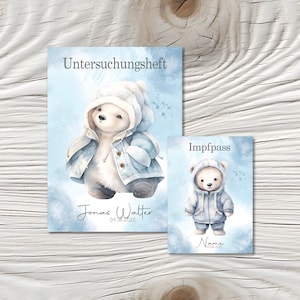 U Heft und Impfpass Hülle - Personalisierte Babygeschenke - Geschenkideen zur Geburt - Impfpass Hülle - U Heft Hülle - für Kinder - Bär