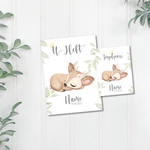 U Heft und Impfpass Hülle - Personalisierte Babygeschenke - Geschenkideen zur Geburt - Impfpass Hülle - U Heft Hülle - für Kinder - Reh