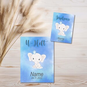 U Heft und Impfpass Hülle - Personalisierte Babygeschenke - Geschenkideen zur Geburt - Impfpass Hülle - U Heft Hülle - für Kinder - Elefant