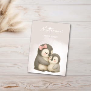 Mutterpasshülle - Geschenke für werdende Mama - Geschenk zur Schwangerschaft - personalisierte Geschenke für Mama - Mutterpass Hülle Pinguin