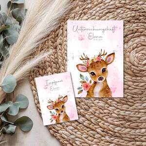 U Heft und Impfpass Hülle - Personalisierte Babygeschenke - Geschenkideen zur Geburt - Impfpass Hülle - U Heft Hülle - für Kinder - Reh