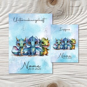 U Heft und Impfpass Hülle - Personalisierte Babygeschenke - Geschenkideen zur Geburt - Impfpass Hülle - U Heft Hülle - für Kinder - Drachen