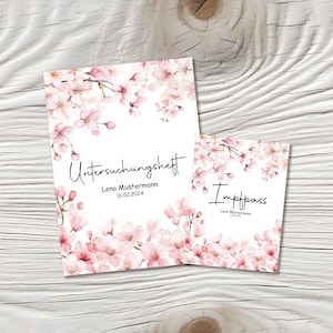 U Heft und Impfpass Hülle - Personalisierte Babygeschenke - Geschenkideen zur Geburt - Impfpass Hülle - U Heft Hülle - für Kinder - Blumen