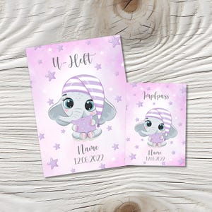 U Heft und Impfpass Hülle - Personalisierte Babygeschenke - Geschenkideen zur Geburt - Impfpass Hülle - U Heft Hülle - für Kinder - Elefant