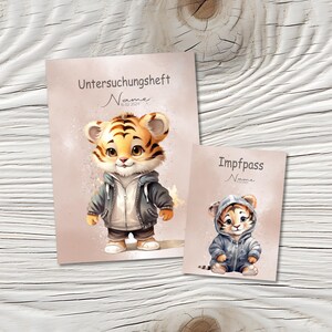 U Heft und Impfpass Hülle - Personalisierte Babygeschenke - Geschenkideen zur Geburt - Impfpass Hülle - U Heft Hülle - für Kinder - Tiger