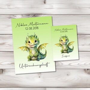 U Heft und Impfpass Hülle - Personalisierte Babygeschenke - Geschenkideen zur Geburt - Impfpass Hülle - U Heft Hülle - für Kinder - Drache