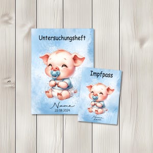 U Heft und Impfpass Hülle - Personalisierte Babygeschenke - Geschenkideen zur Geburt - Impfpass Hülle - U Heft Hülle - Schwein - Kinder