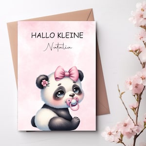 Wunschkarte zur Geburt Panda, Geburtskarte Mädchen, Babykarte Panda, Glückwunschkarte zur Geburt, Babygeschenk zur Geburt, Karte mit Spruch