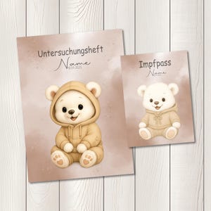 U Heft und Impfpass Hülle - Personalisierte Babygeschenke - Geschenkideen zur Geburt - Impfpass Hülle - U Heft Hülle - für Kinder - Teddy