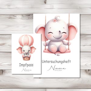 U Heft und Impfpass Hülle - Personalisierte Babygeschenke - Geschenkideen zur Geburt - Impfpass Hülle - U Heft Hülle - für Kinder - Elefant