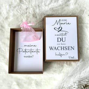 Patentante fragen - Patentante werden? - Geschenkschachtel - Karte Patentante fragen - Patentante fragen Geschenk