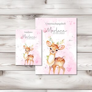 U Heft und Impfpass Hülle - Personalisierte Babygeschenke - Geschenkideen zur Geburt - Impfpass Hülle - U Heft Hülle - für Kinder - Reh