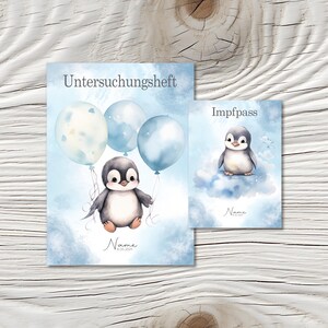 U Heft und Impfpass Hülle - Personalisierte Babygeschenke - Geschenkideen zur Geburt - Impfpass Hülle - U Heft Hülle - für Kinder - Pinguin