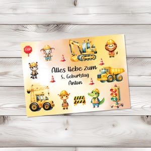 Geburtstagskarte personalisiert - Geburtstagskarte Bagger - Geburtstag Junge - Baustelle - Geschenke für Jungs - Kindergeburtstag