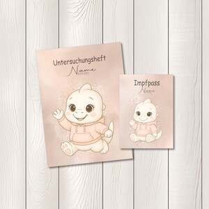 U Heft und Impfpass Hülle - Personalisierte Babygeschenke - Geschenkideen zur Geburt - Impfpass Hülle - U Heft Hülle - Dino - Mädchen