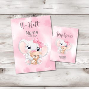 U Heft und Impfpass Hülle - Personalisierte Babygeschenke - Geschenkideen zur Geburt - Impfpass Hülle - U Heft Hülle - für Kinder - Elefant