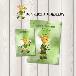 U Heft und Impfpass Hülle - Personalisierte Babygeschenke - Geschenkideen zur Geburt - Impfpass Hülle - U Heft Hülle - Fußball - Giraffe