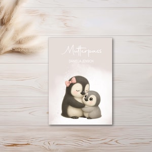 Mutterpasshülle - Geschenke für werdende Mama - Geschenk zur Schwangerschaft - personalisierte Geschenke für Mama - Mutterpass Hülle Pinguin