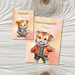 U Heft und Impfpass Hülle - Personalisierte Babygeschenke - Geschenkideen zur Geburt - Impfpass Hülle - U Heft Hülle - für Kinder - Tiger