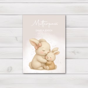 Mutterpasshülle - Geschenke für werdende Mama - Geschenk zur Schwangerschaft - personalisierte Geschenke für Mama - Mutterpass Hülle Hase