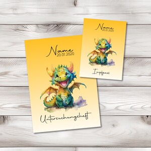 U Heft und Impfpass Hülle - Personalisierte Babygeschenke - Geschenkideen zur Geburt - Impfpass Hülle - U Heft Hülle - für Kinder - Drachen