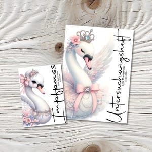 U Heft und Impfpass Hülle - Personalisierte Babygeschenke - Geschenkideen zur Geburt - Impfpass Hülle - U Heft Hülle - für Kinder - Schwan