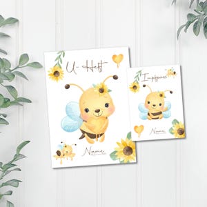 U Heft und Impfpass Hülle - Personalisierte Babygeschenke - Geschenkideen zur Geburt - Impfpass Hülle - U Heft Hülle - für Kinder - Bienen